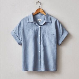 NWOT American Giant Brand Easy Linen Shirt, Beach Horizon (light blue), Sz Small